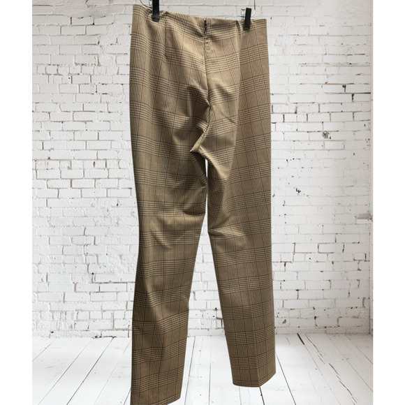 Rag & Bone Polly Pants Women's 6 Tan Plaid Ankle Cropped Straight Leg Back Zip - Picture 3 of 9